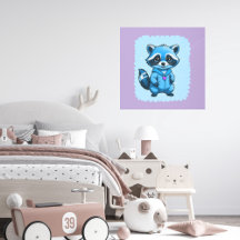 Kleiner Raccoon in Blue Metal Wall Art
