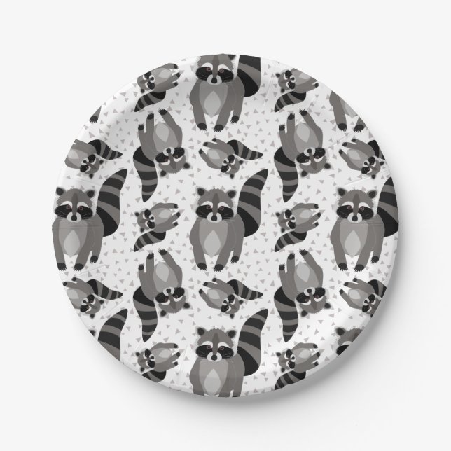 Kleiner Raccoon Rascal kommt zum Abendessen Pappteller (Vorderseite)