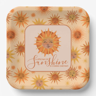 Kleiner Ray der Sonnenschein-Watercolor-Babydusche Pappteller