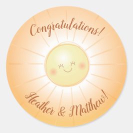 Kleiner Ray mit Sonnenschein-Baby-Dusche Runder Aufkleber