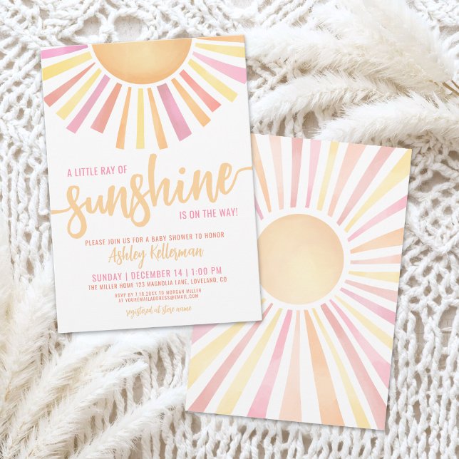 Kleiner Ray mit Sonnenschein-Boho-Babydusche Einladung (Little Ray Of Sunshine Boho Baby Shower Invitation)