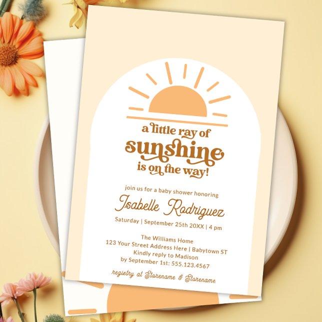 Kleiner Ray mit Sonnenschein-Boho-Babydusche Einladung (Little Ray Of Sunshine Boho Baby Shower Invitation)