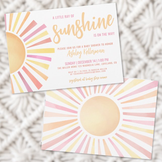 Kleiner Ray mit Sonnenschein-Boho-Babydusche Einladung (Little Ray Of Sunshine Boho Baby Shower Invitation)