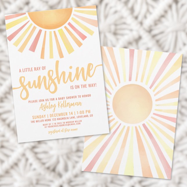 Kleiner Ray mit Sonnenschein-Boho-Babydusche Einladung (Little Ray Of Sunshine Boho Baby Shower Invitation)