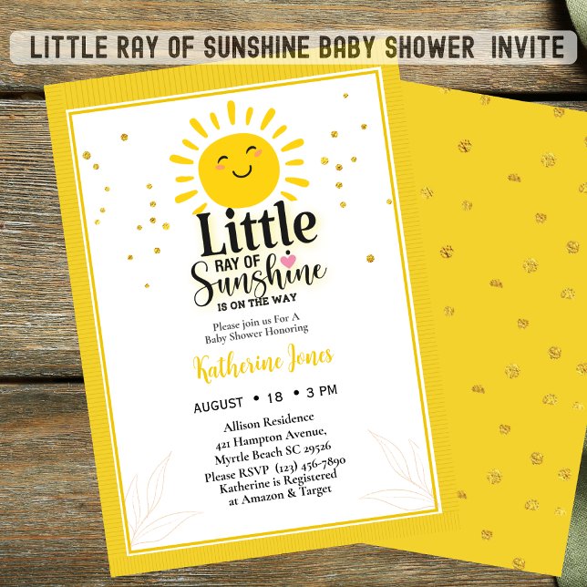 Kleiner Ray of Sunshine Glitzer Babydusche Einladung (Von Creator hochgeladen)