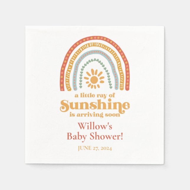 Kleiner Ray von Sunshine Boho Rainbow Baby Shower Serviette (Vorderseite)