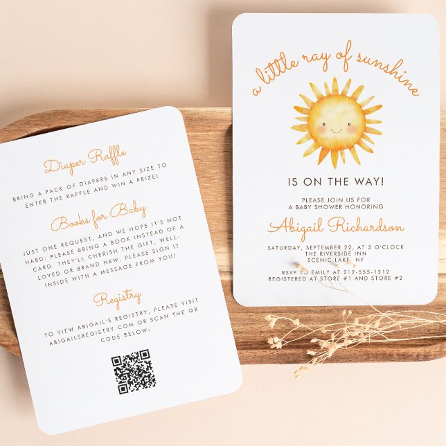 Kleiner Ray von Sunshine QR Code Babydusche Einladung (Von Creator hochgeladen)