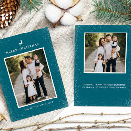 Kleiner Rentier Einfache Schneeflocken Custom 2 Fo Feiertagskarte