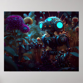 Kleiner Roboter in Garden Poster