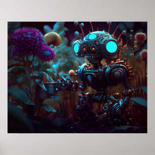 Kleiner Roboter in Garden Poster