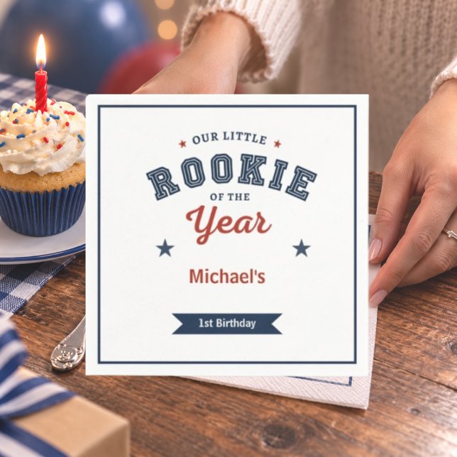 Kleiner Rookie 1. Geburtstag Baseball Serviette (Von Creator hochgeladen)