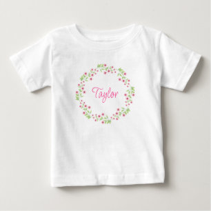 Kleiner rosa Blüten Wasserfarbenkrez Baby T-shirt
