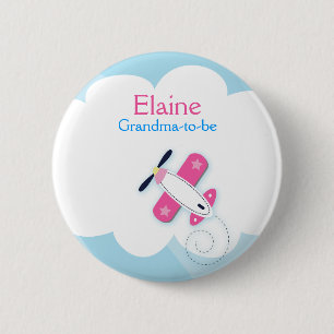 Kleiner rosa Flieger NAMEN-UMBAU personalisierter Button