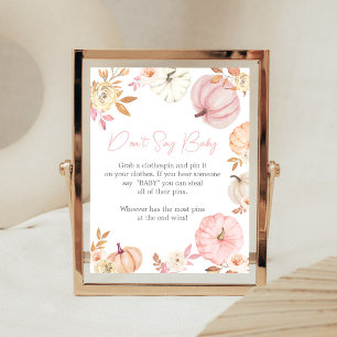 Kleiner rosa Kürbis Herbst Baby Don't Say Baby Sch Poster