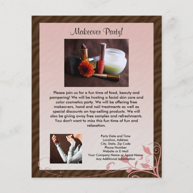 Kleiner rosa Swirk Kosmetik Party Flyer (Vorne)
