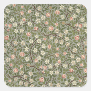 Kleiner rosa und weißer Blumentapetenentwurf Quadratischer Aufkleber