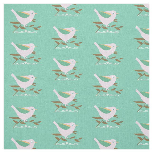 Kleiner rosa Vogel auf Minzhintergrund Stoff (Muster)