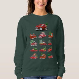 Kleiner roter LKW, der einen Weihnachtsbaum holt Sweatshirt