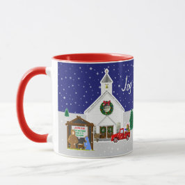 Kleiner roter LKW mit Country Church Tasse