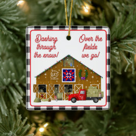 Kleiner roter LKW mit Pferderranchenstall Keramikornament