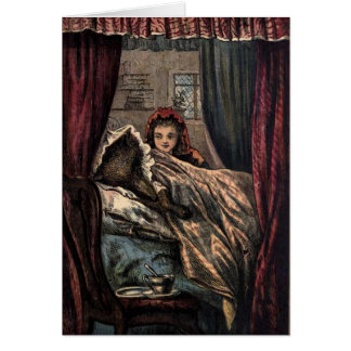 Kleiner Rotkäppchen-Wolf im Bett der Großmutter