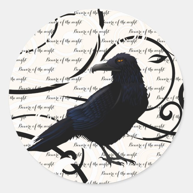 Kleiner Rundsticker Halloween Raven Runder Aufkleber (Vorderseite)