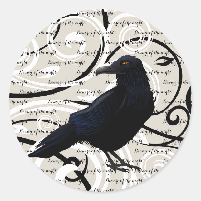 Kleiner Rundsticker Halloween Raven Runder Aufkleber (Vorderseite)