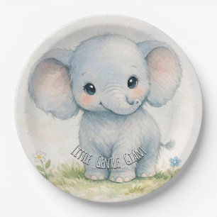 Kleiner sanfter Riese Elefant Blau Baby-Party Pappteller
