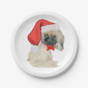 Kleiner Santa Pekingese Pappteller