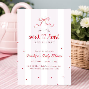 Kleiner Schatz auf dem Weg Rosa Schleife Baby-Part Einladung