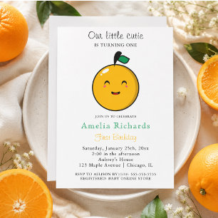 Kleiner Schatz Orange Citrus 1. Geburtstag Einladung