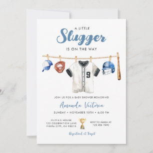 Kleiner Schläger auf dem Weg Junge Babyparty Einladung
