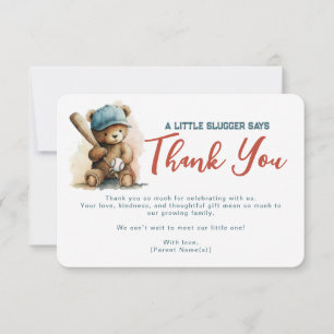 Kleiner Schläger Teddy Bär Baseball Junge Babypart Dankeskarte