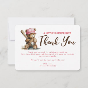 Kleiner Schläger Teddybär Baseball Junge Baby-Part Dankeskarte