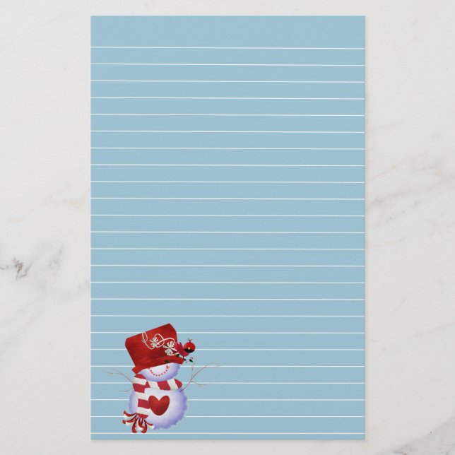 Kleiner Schneemann in Red Hat Briefpapier (Vorderseite)