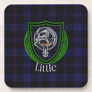 Kleiner schottischer Clan-Tartan und Wappen Getränkeuntersetzer