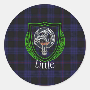 Kleiner schottischer Clan-Tartan und Wappen Runder Aufkleber
