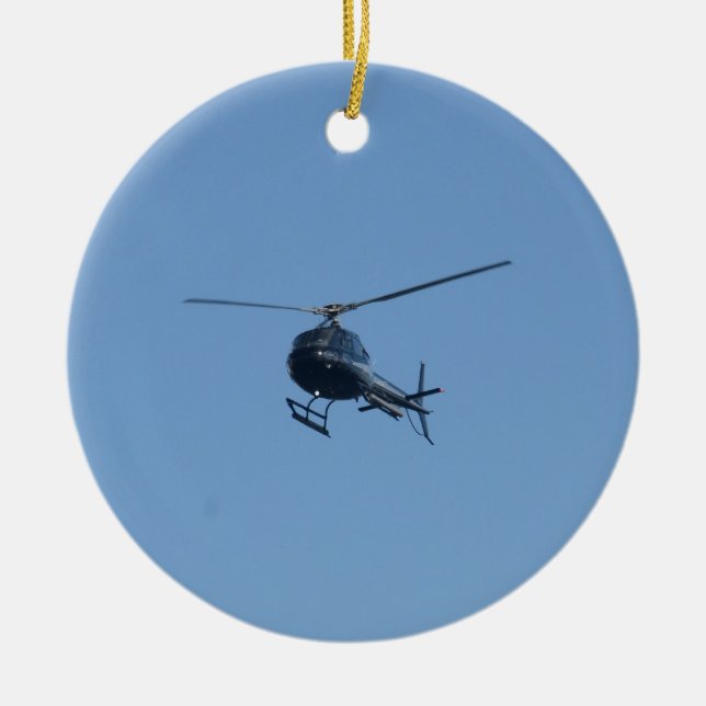Kleiner schwarzer Hubschrauber Keramik Ornament (Vorne)