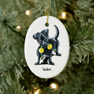 Kleiner Schwarzer Hund Personalisiert Keramik Ornament