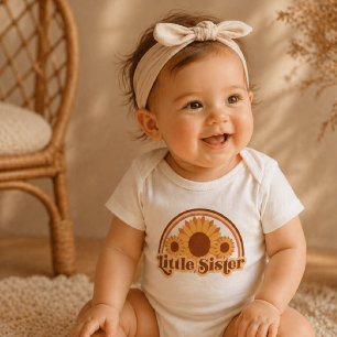 Kleiner Schwester Baby Strampler Retro Sonnenblume