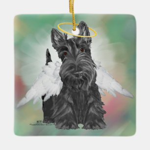 Kleiner Scottie Engel Keramikornament