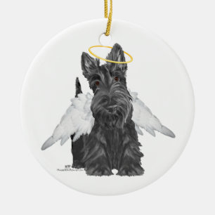 Kleiner Scottie Engel Keramikornament