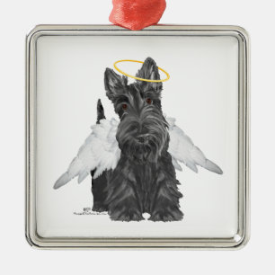 Kleiner Scottie Engel Silbernes Ornament