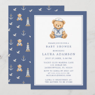 Kleiner Segler Teddy Bär Nautical Baby Shower Einladung