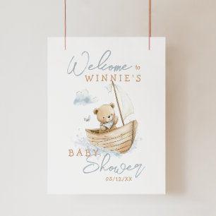 Kleiner Segler Teddybär Willkommen Baby Shower Poster