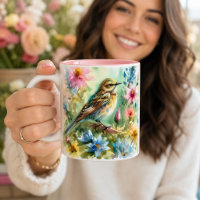 Kleiner Singvogel Wasserfarben Vogel & Floral