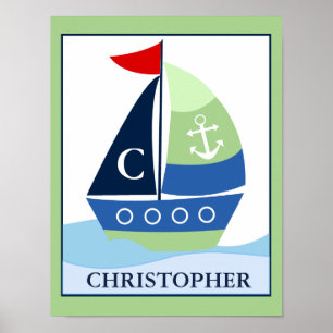 Kleiner Skipper-Segelboot-Druck mit individuellem  Poster