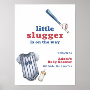 Kleiner Slugging Baseball-Shirt Baby-Shower Begrüß Poster