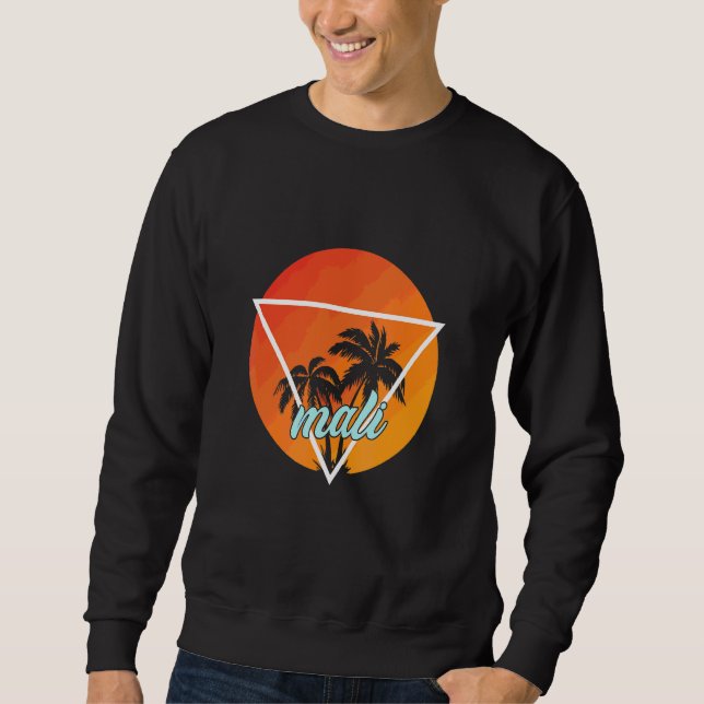 Kleiner Sonnenförmiger Dreieck Mit Palmen Sweatshirt (Vorderseite)