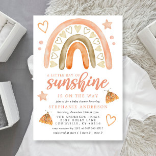 Kleiner Sonnenschein Boho-Regenbogen-Baby-Party Einladung